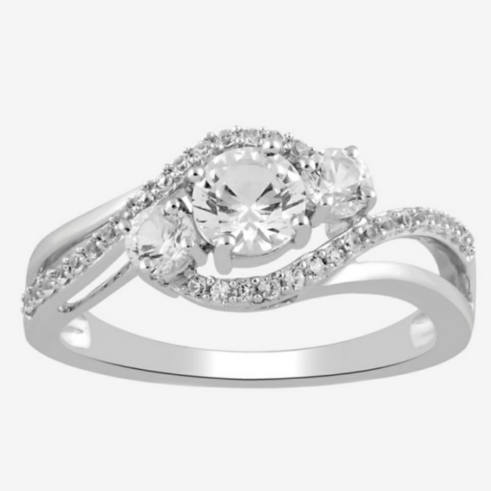 Brand New Sterling Silver 925 & Genuin White Sapphires Cathedral Style Ring 7